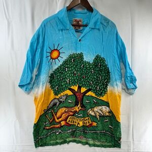 Mambo Loud Shirt Mens XL Blue Australian Beer Tree Reg Mombassa Graphic Rayon *